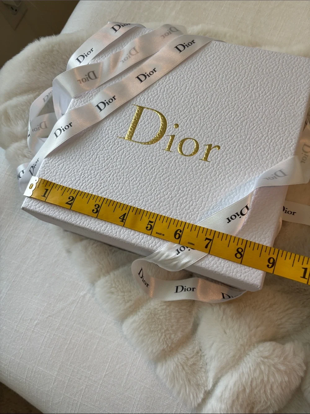 Dior White Gift Box with Gold Logo and Branded White Ribbon- Authentic from Dior